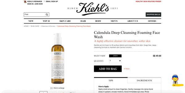best facial wash in singapore_kiehl's calendula deep cleansing foaming face wash