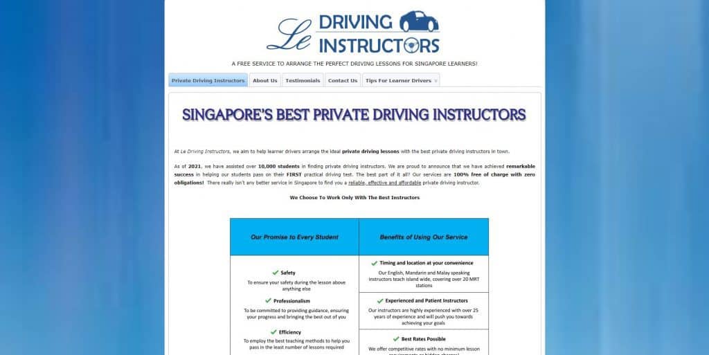 best private driving instructor in singapore_le driving instructors