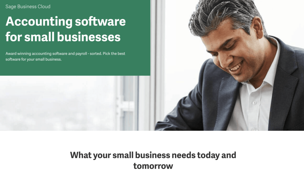 Landing Page / User Interface of Sage Accounting