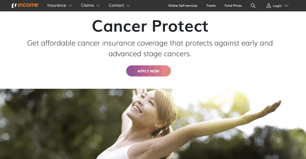 NTUC Income cancer insurance landing page