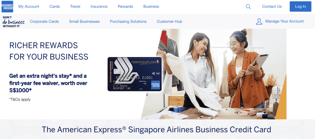 Business Credit Card - AMEX Singapore Airline Card