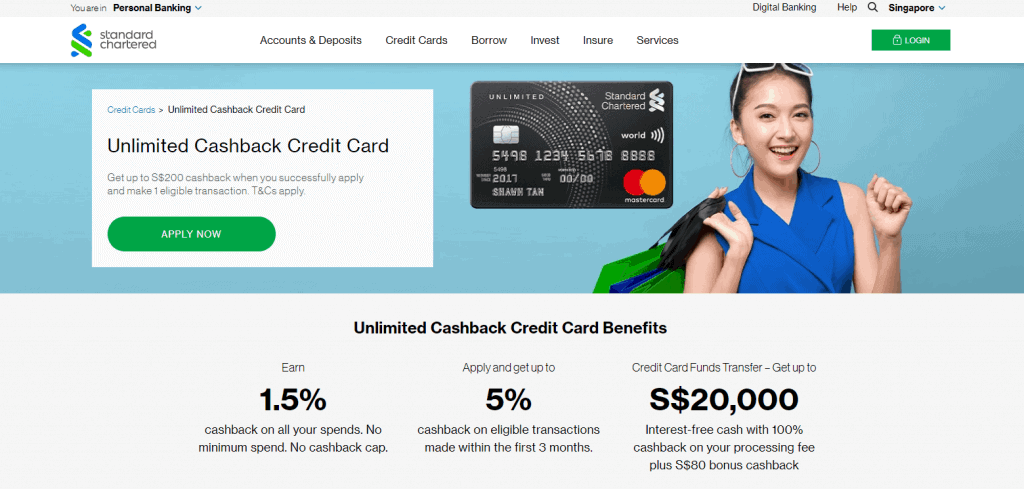 sc best cash back credit card in singapore