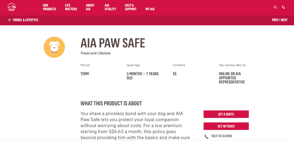 AIA-paw-safe pet insurance