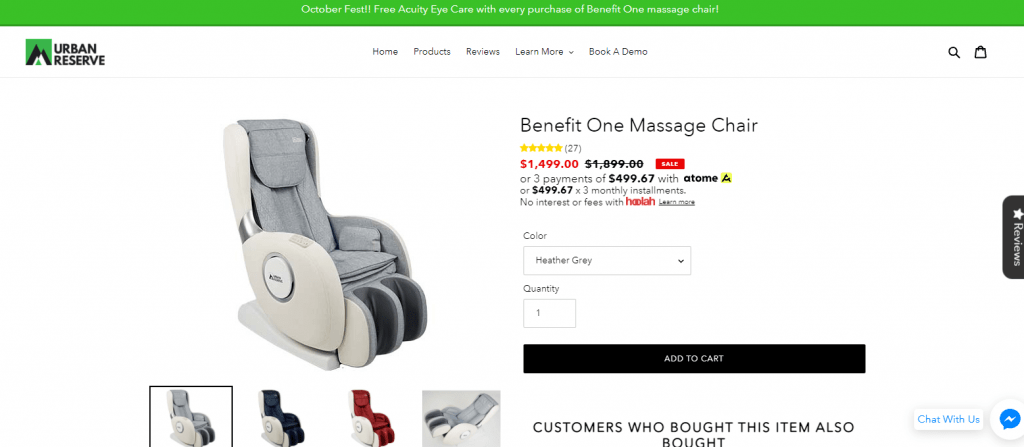 urban reserve massage chair