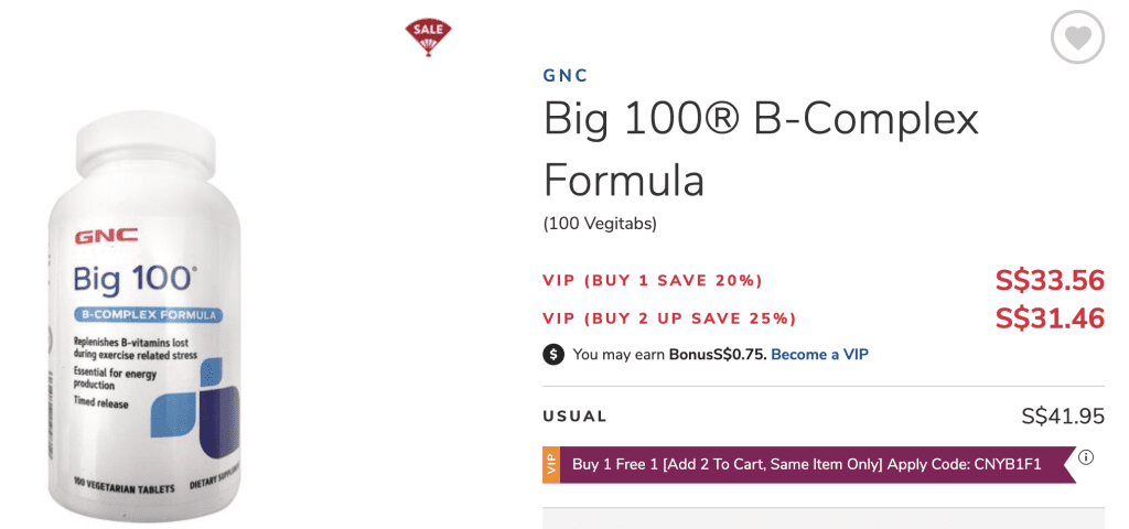 Vitamin B Complex Singapore - GNC Big 100 B-Complex Formula