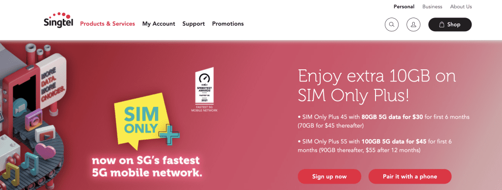 SIM only plans Singapore - Singtel