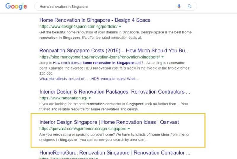 home renovation in singapore_google search results