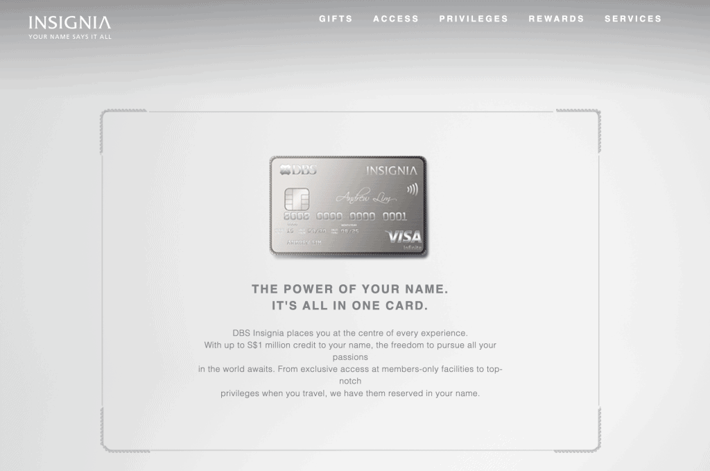 Premium Credit Card Singapore - DBS Insignia Visa Infinite Card