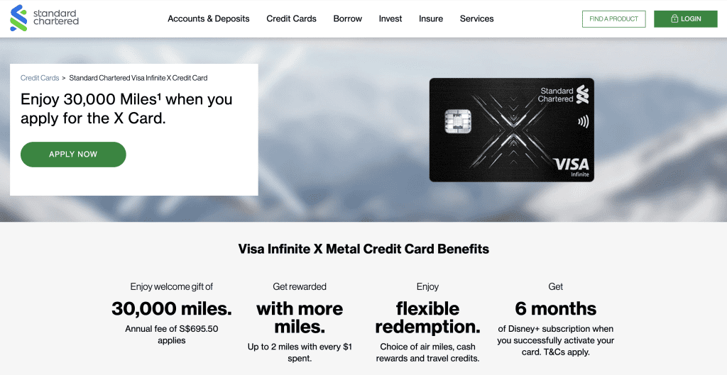 Premium Credit Card Singapore - Standard Chartered Visa Infinite X Credit Card