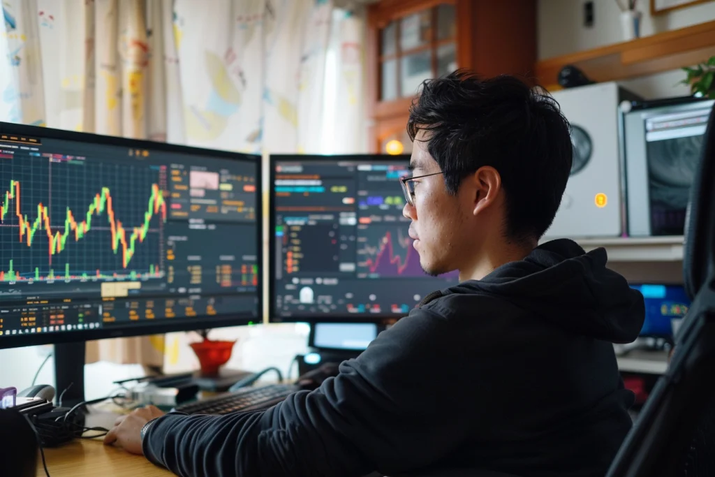 man investing online