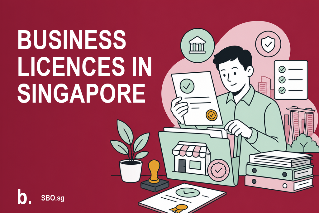 Business owner reviewing licence approvals and compliance documents in Singapore