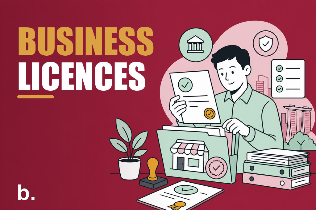 Business owner reviewing licence approvals and compliance documents in Singapore